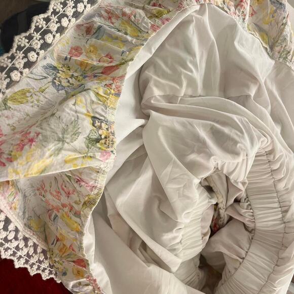 LAIT Knee Length Summer Dress Ruffles Knee Tier Layered Cottagecore Whimsycore L - Picture 7 of 9